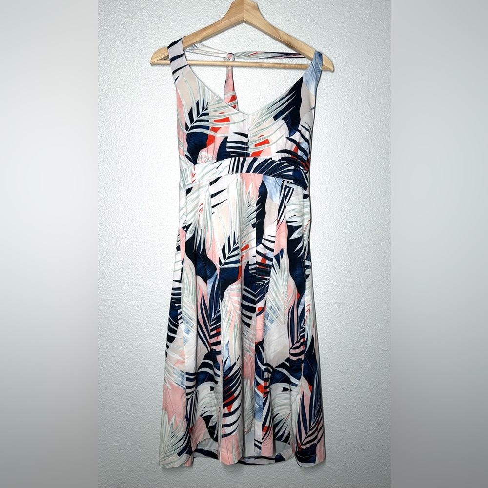 Athleta Island Life Halter Neck Dress Tropical Leaf Women’s Size 12